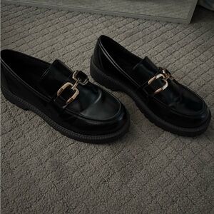 & Other Stories Black Loafers with Gold Buckle
